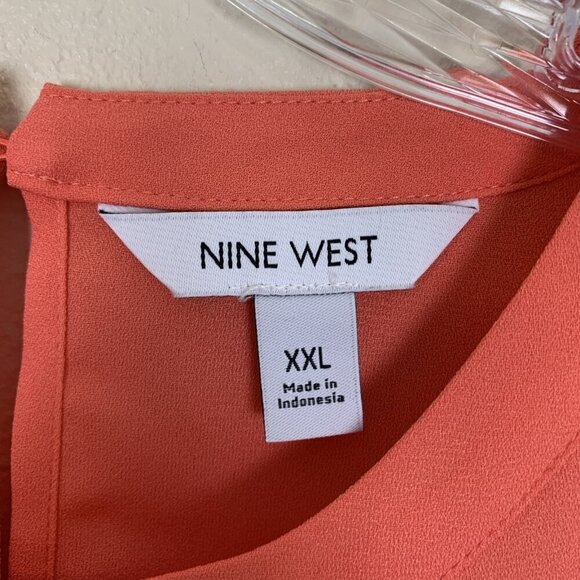 Nine West Womens Blouse XXL NEW Coral Top Twist Front Blouson Work Office Spring - Picture 2 of 16